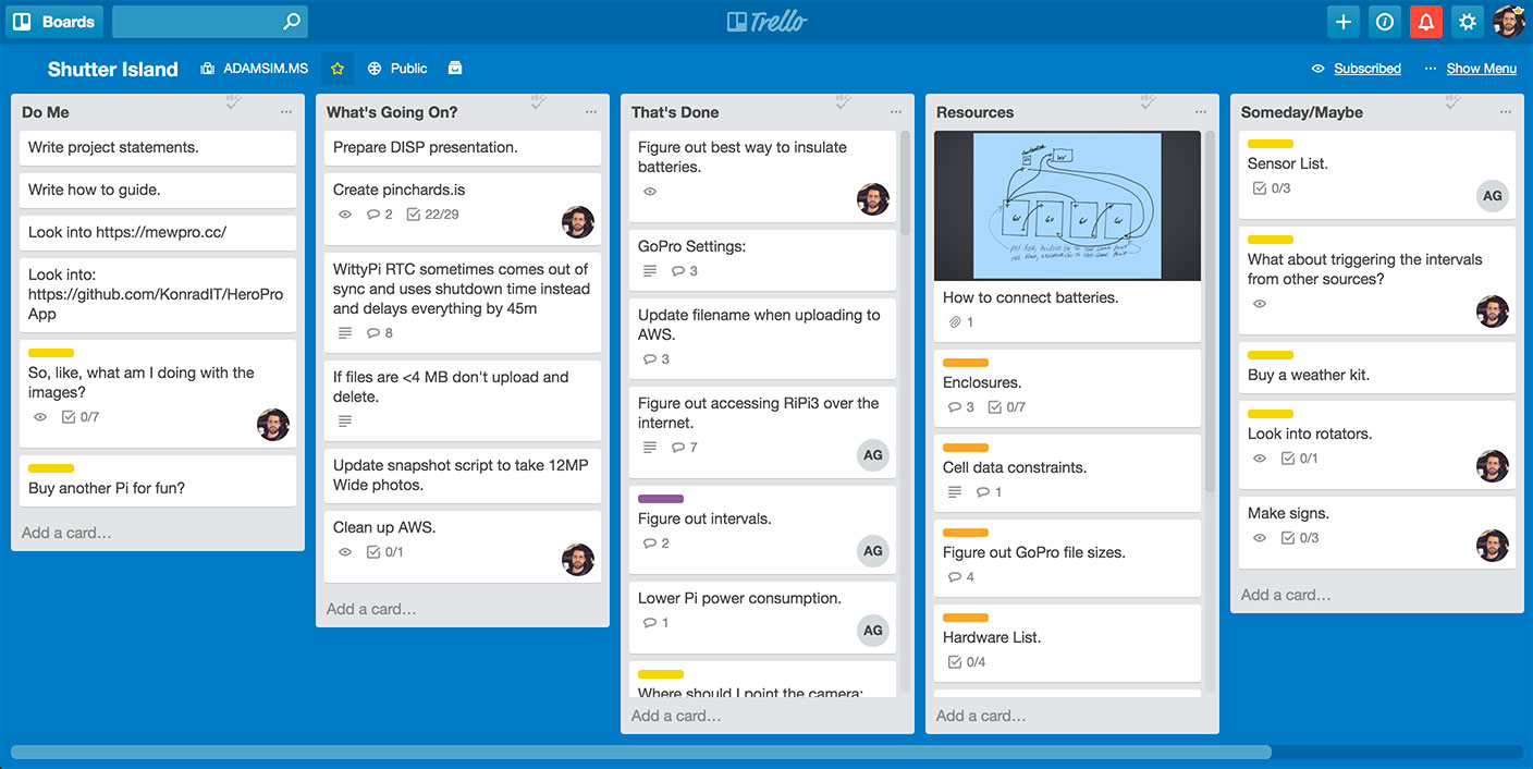 Trello project board